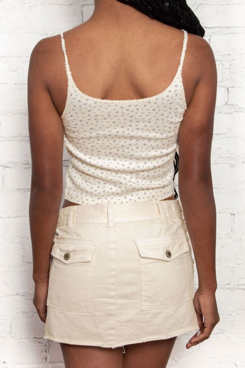 Debardeur Brandy Melville Beyonca Eylet Floral Crop Blanche | LLO-06482937